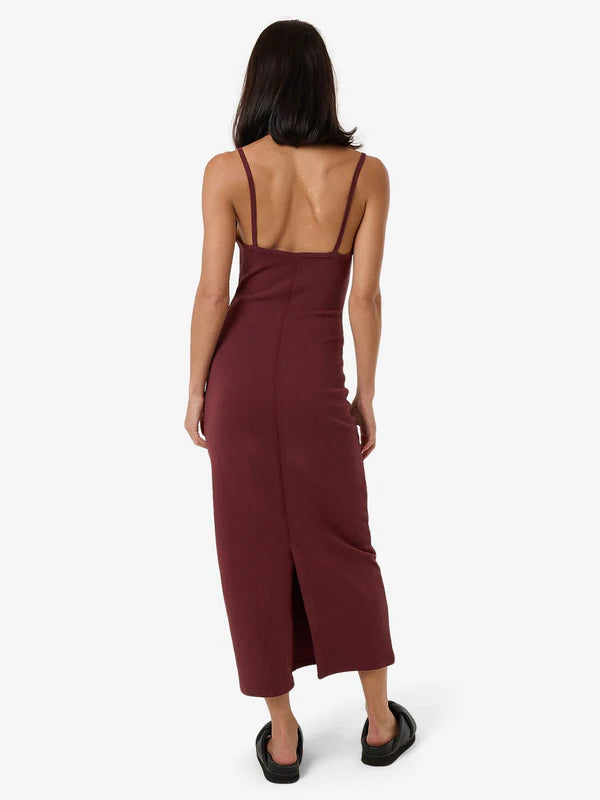 Thrills Rib Seam Dress - Dark Cherry