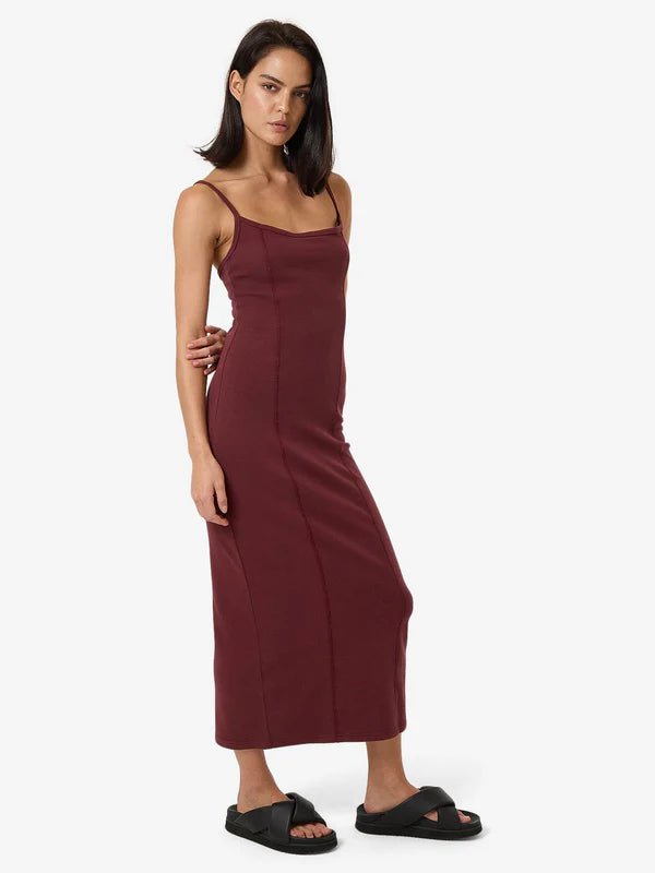 Thrills Rib Seam Dress - Dark Cherry