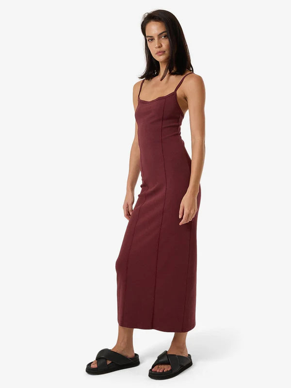 Thrills Rib Seam Dress - Dark Cherry