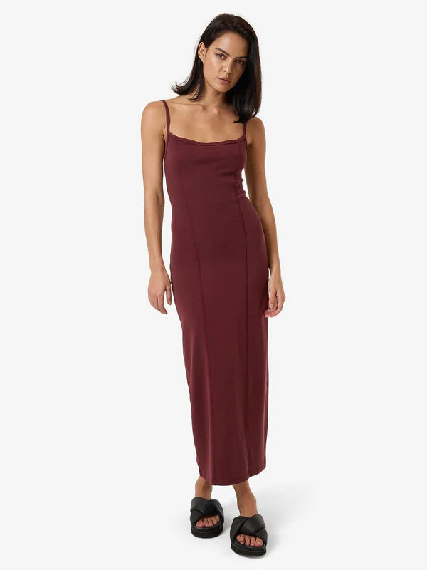 Thrills Rib Seam Dress - Dark Cherry