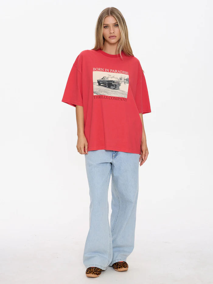 Thrills Metal And Dust Oversized Tee-Flame Red