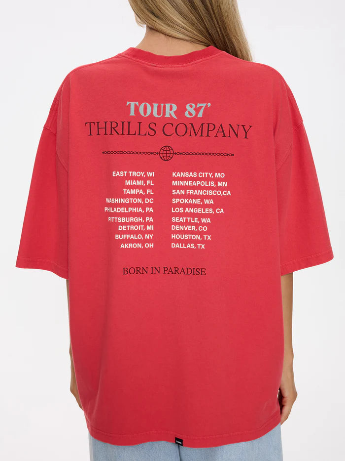 Thrills Metal And Dust Oversized Tee-Flame Red