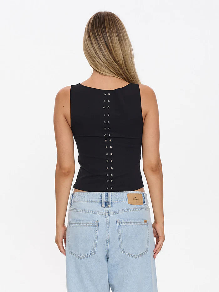 Thrills Rhyde Eyelet Tank-Black