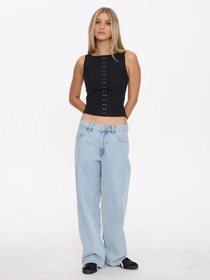 Thrills Rhyde Eyelet Tank-Black