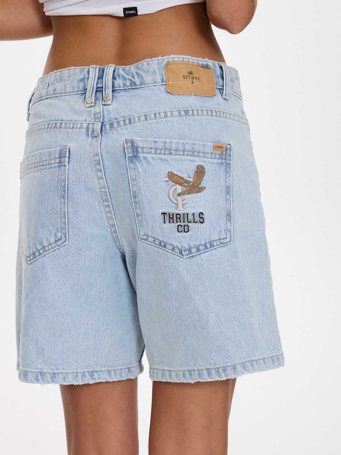 Thrills Billie Low Rise Baggy Embro Short-Serenity Blue