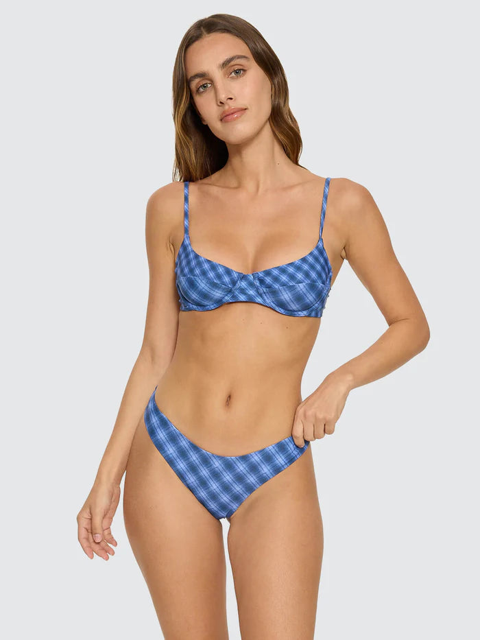 Thrills High Speed Check Reversible Classic Bikini Bottom- Guardian Navy