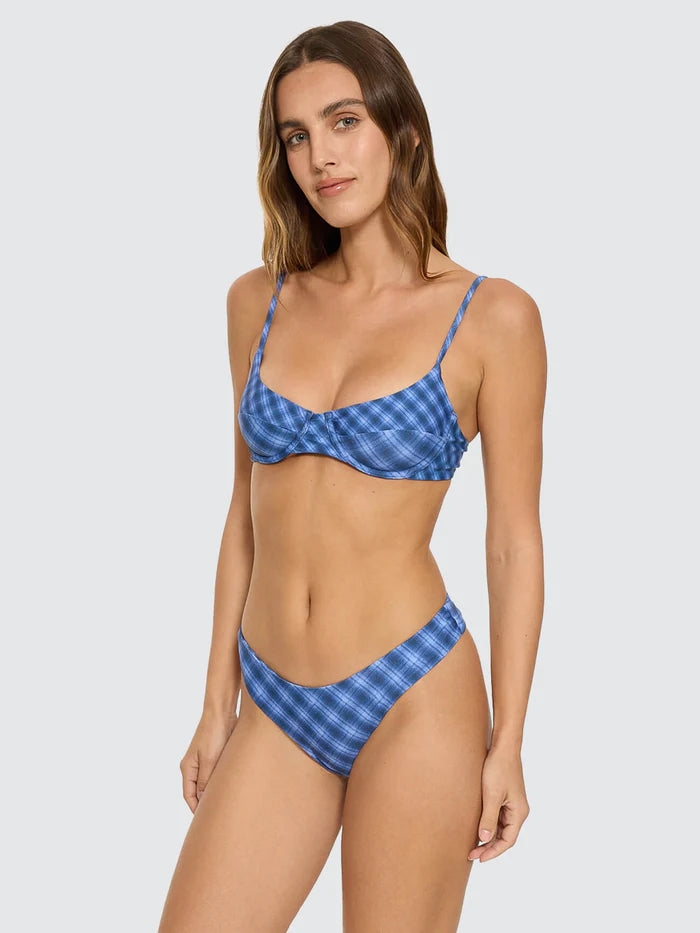 Thrills High Speed Check Reversible Classic Bikini Bottom- Guardian Navy