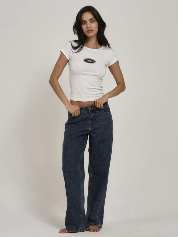 Thrills Emblem Cap Sleeve Tee - Dirty White