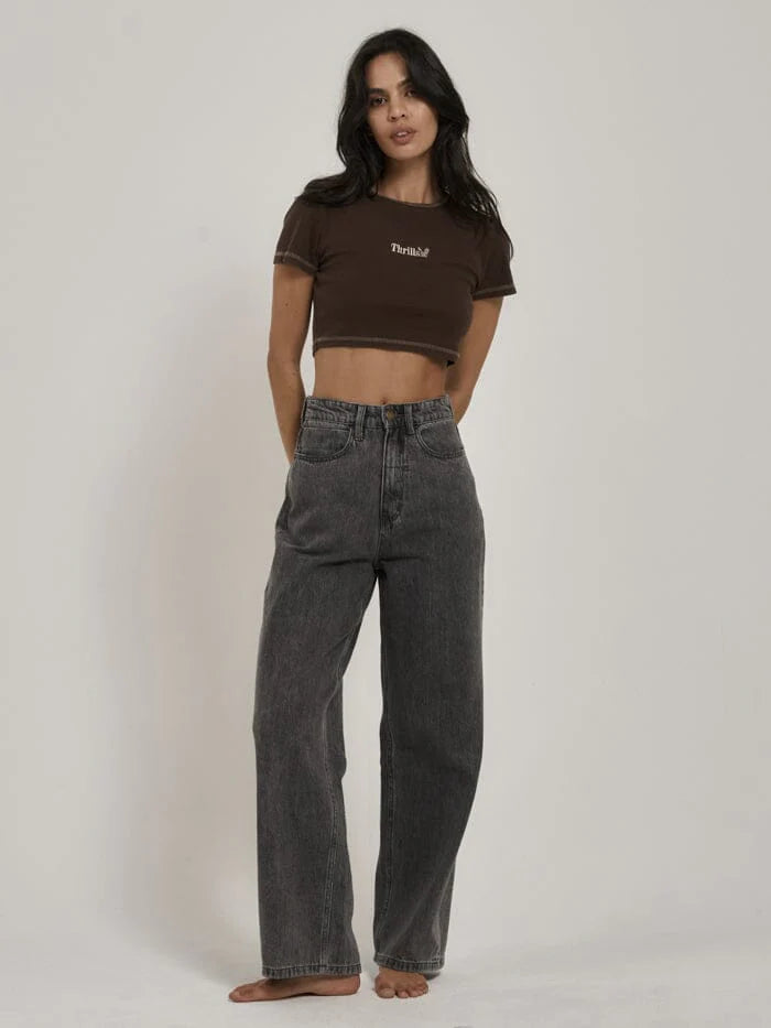 Thrills Workwear Embro Crop Baby Tee - Umber