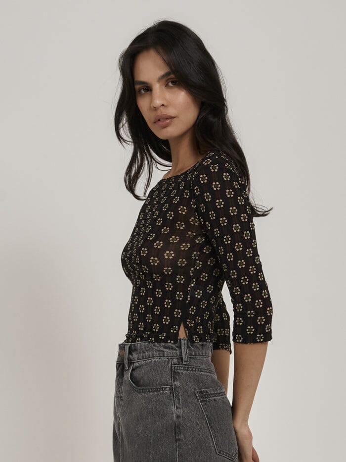 Thrills Jasmine Mesh Top - Black