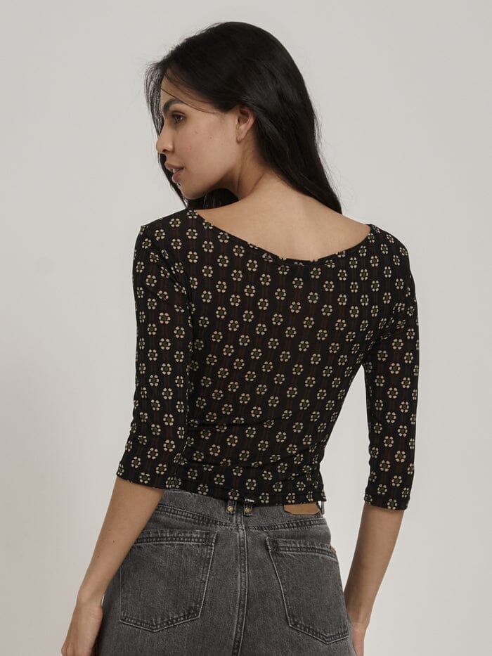 Thrills Jasmine Mesh Top - Black