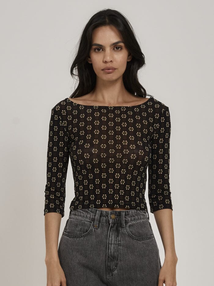 Thrills Jasmine Mesh Top - Black