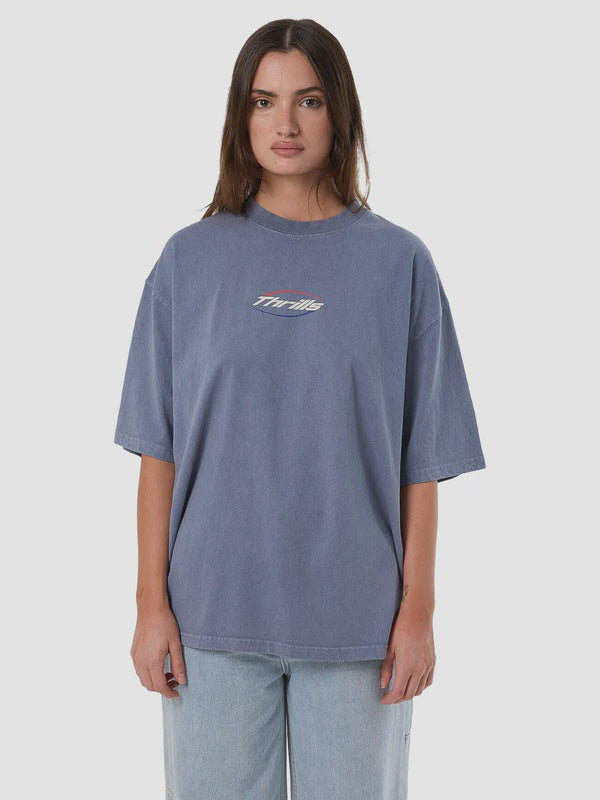 Thrills Fortune Favours Oversized Tee - Rustic Blue