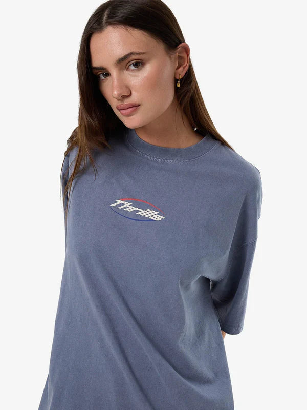 Thrills Fortune Favours Oversized Tee - Rustic Blue