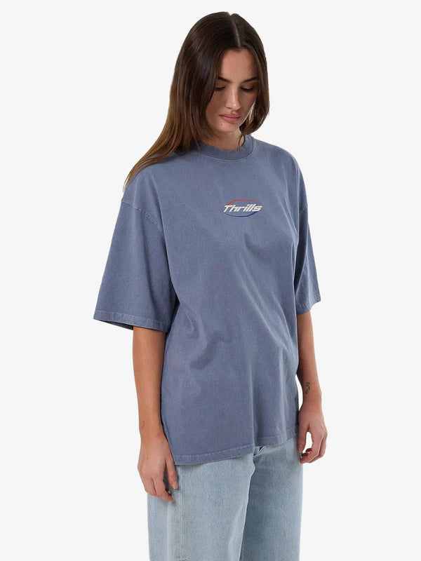 Thrills Fortune Favours Oversized Tee - Rustic Blue