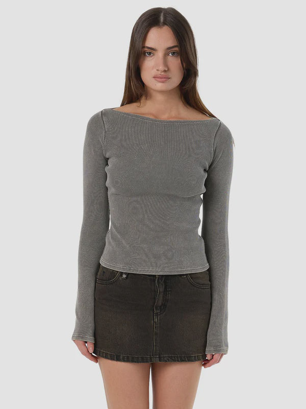 Thrills Hyperdrive Rib Top - Charcoal Rose