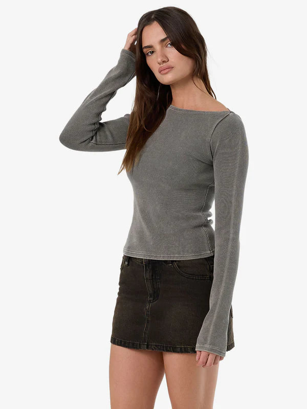 Thrills Hyperdrive Rib Top - Charcoal Rose