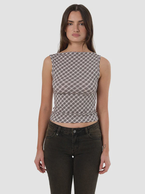 Thrills Adorned Check Tank - Java