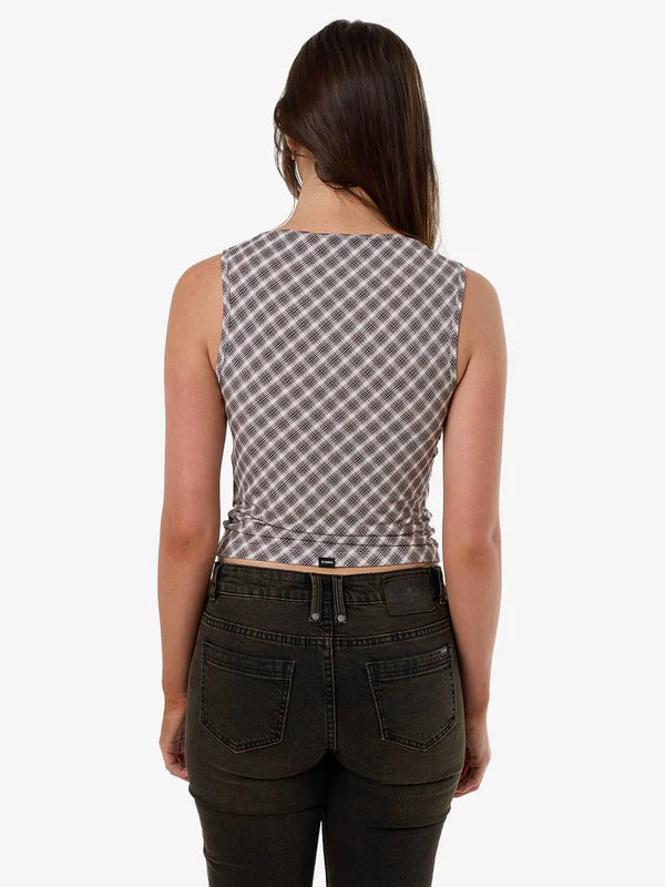 Thrills Adorned Check Tank - Java