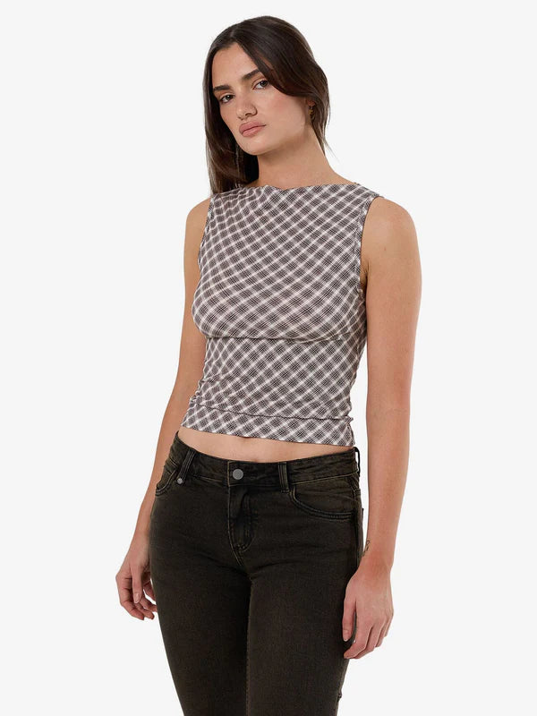 Thrills Adorned Check Tank - Java