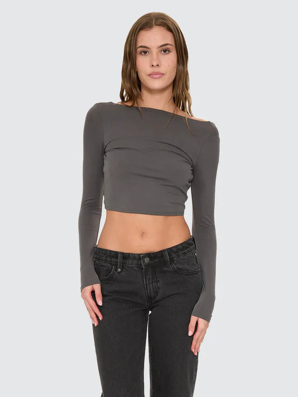 Thrills Reese Backless Long Sleeve Top - Petrol