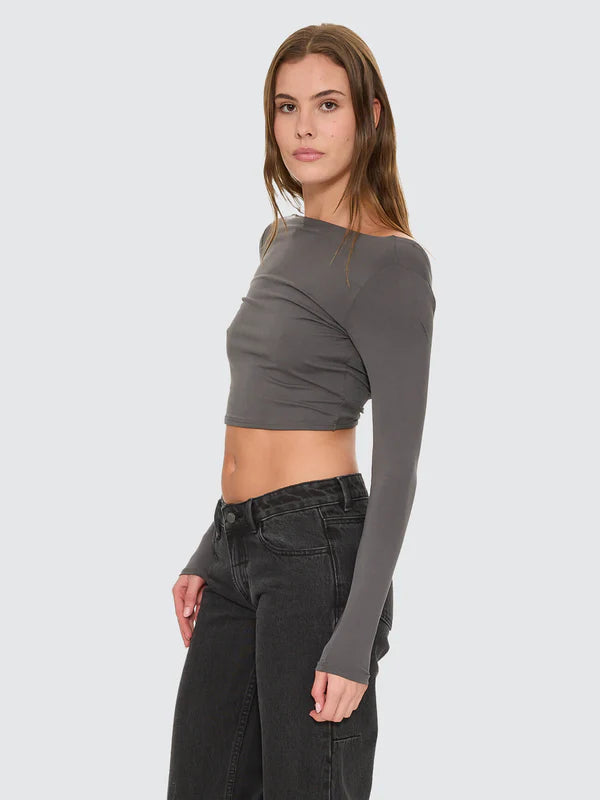 Thrills Reese Backless Long Sleeve Top - Petrol