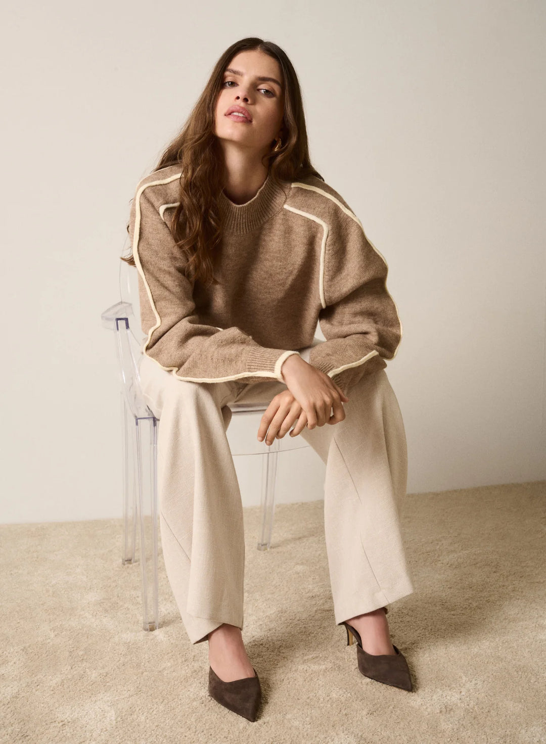 Esmaee Getaway Sweater - Mocha-Ivory