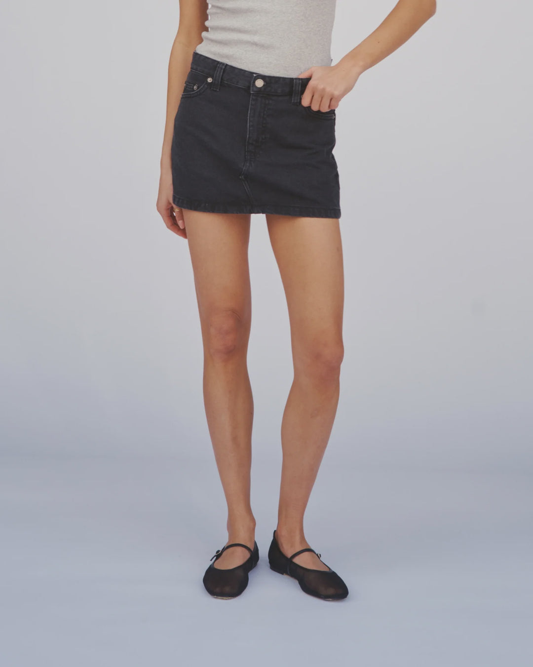 Dr Denim Ziggy Mid Rise Denim Skirt Black Used – Birdie Blue