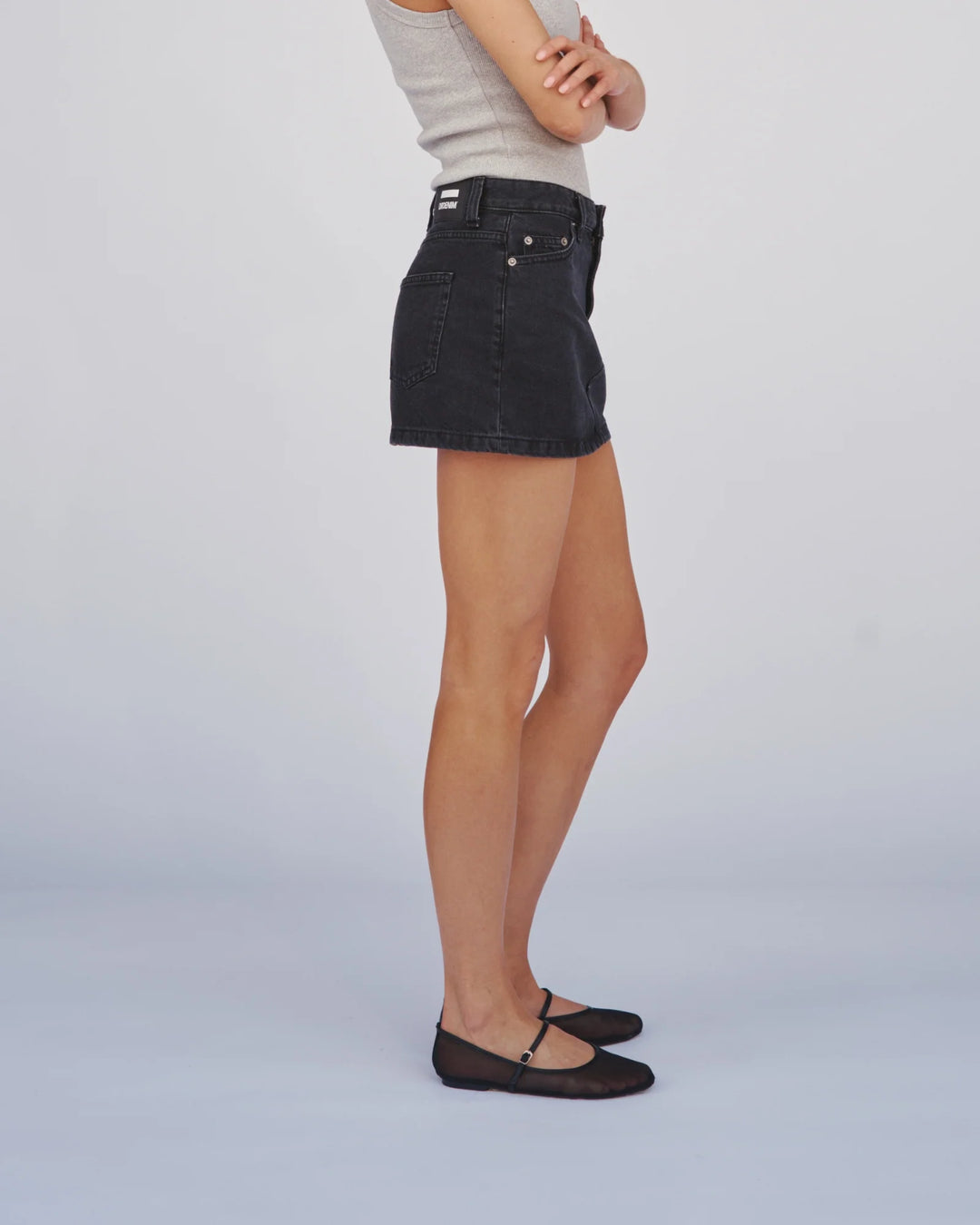 Dr Denim Ziggy Mid Rise Denim Skirt - Black Used