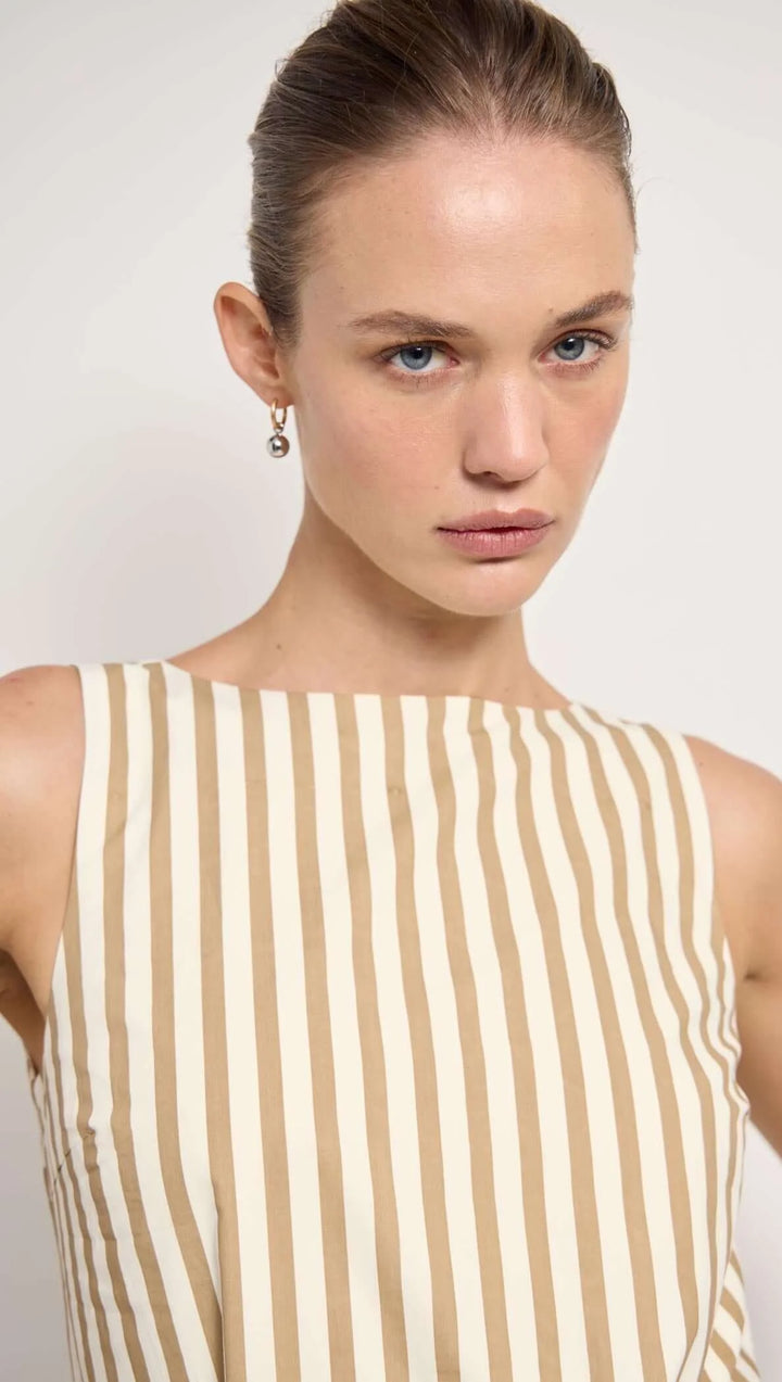 Staple The Label Zahara Mini Dress-Tan Stripe