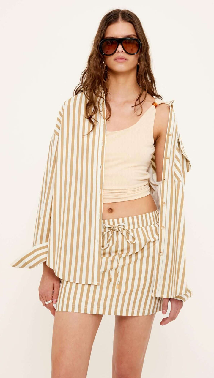 Staple The Label Zahara Mini Skirt-Tan Stripe