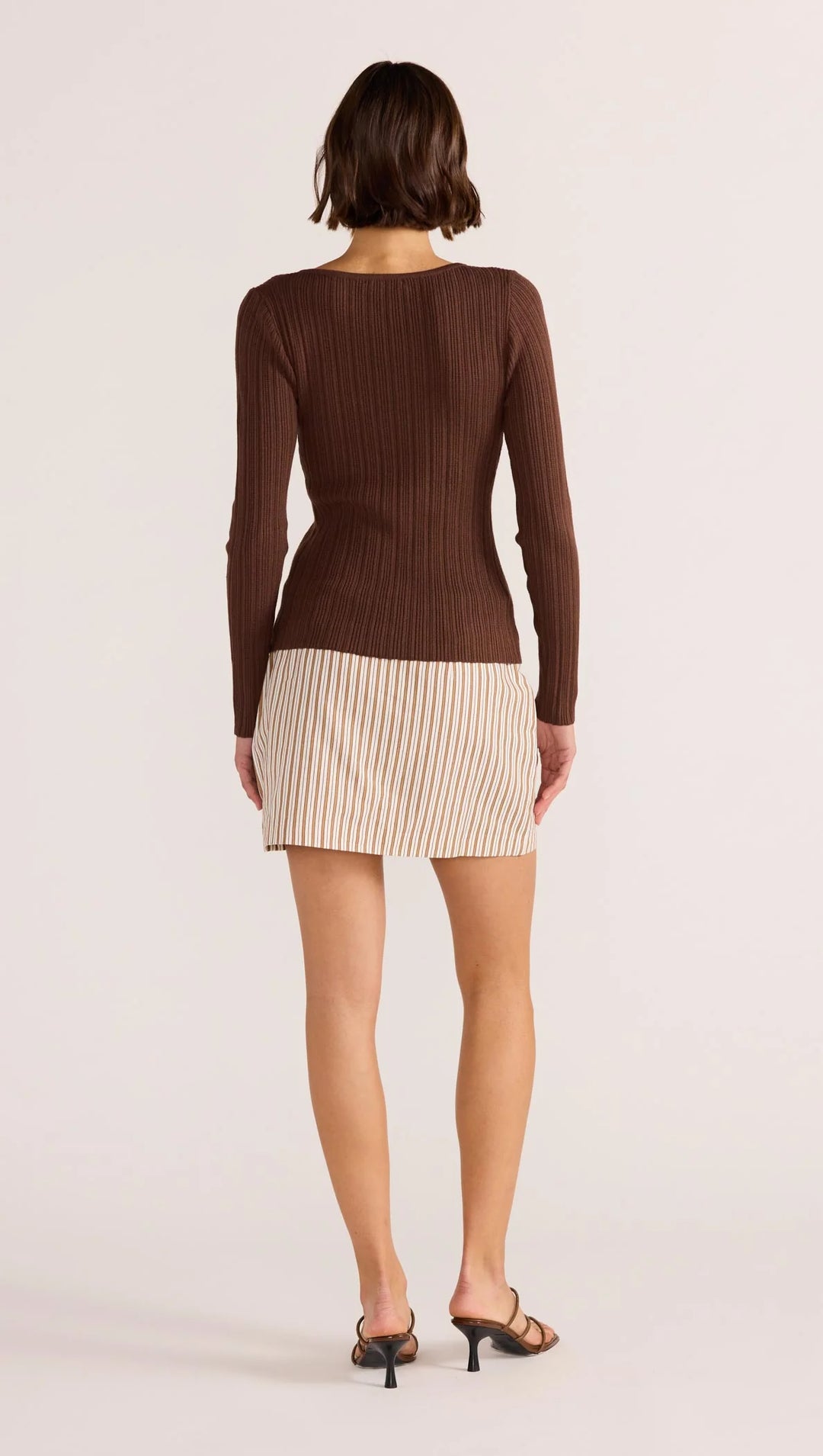 MinkPink Zinnia Asymmetric Knit Top - Chocolate