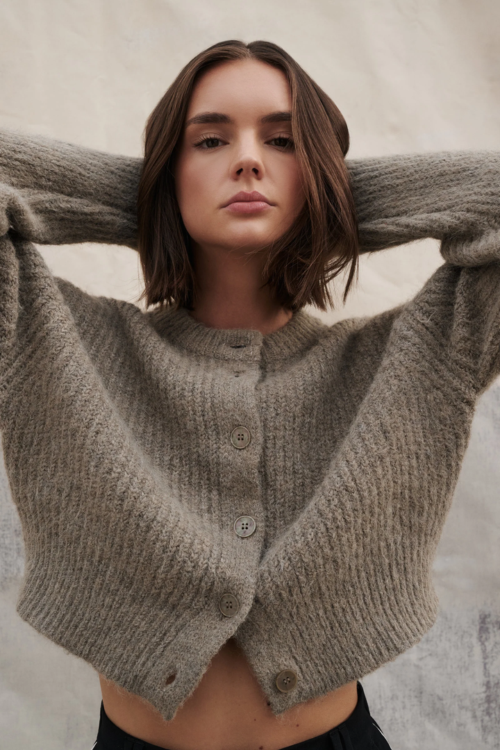 Nude Lucy Nixon Cropped Cardigan - Vine