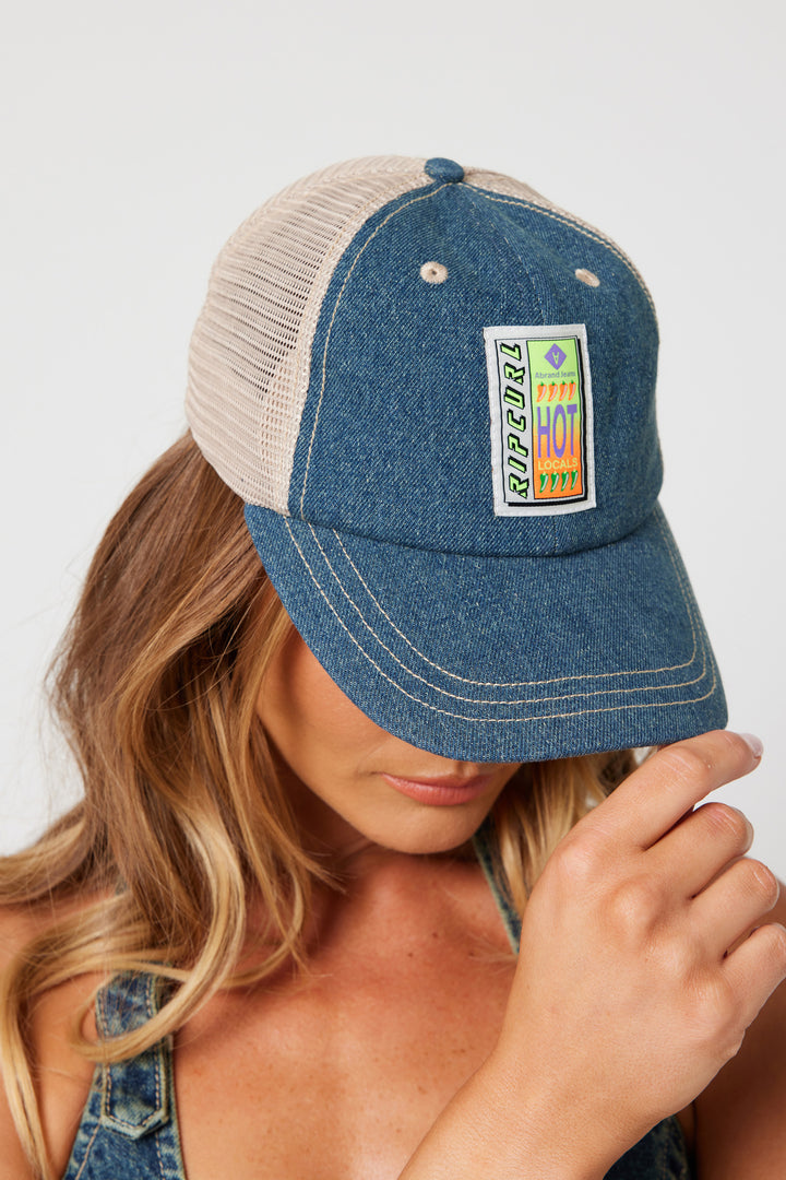 Abrand X Ripcurl Collab Hot Locals Cap - Zane - Dark Vintage Indigo