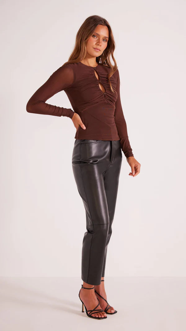 Minkpink Allure Mesh Top - Chocolate