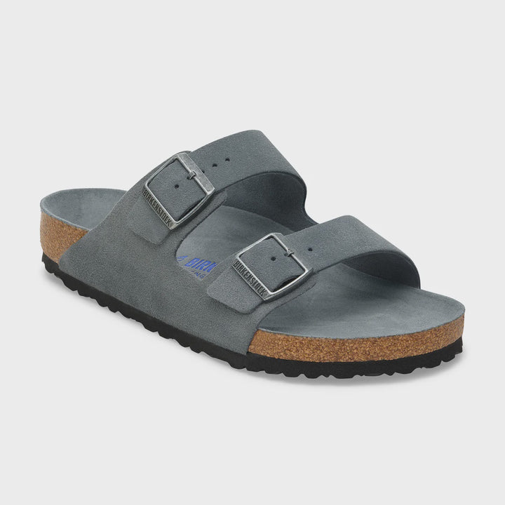 Birkenstock Arizona SFB Basalt Grey Tonal Footbed Suede Leather Narrow