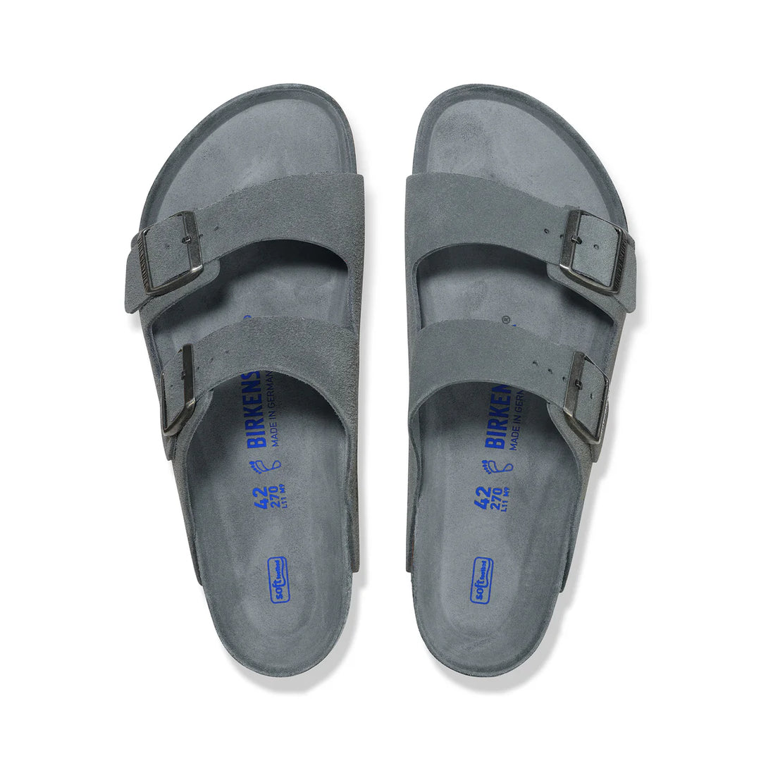 Birkenstock Arizona SFB Basalt Grey Tonal Footbed Suede Leather Regular