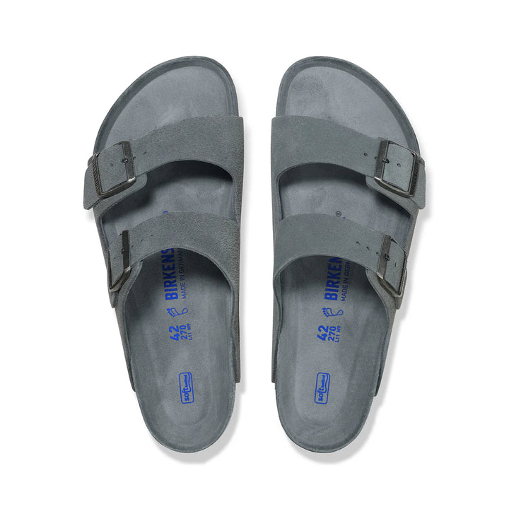 Birkenstock Arizona SFB Basalt Grey Tonal Footbed Suede Leather Regular