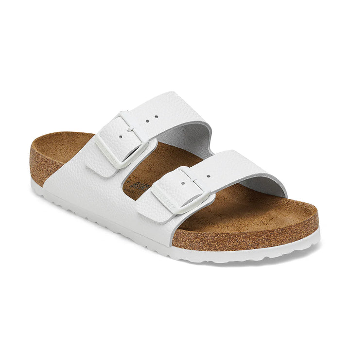 Birkenstock Arizona White Smooth Grained Leather White Buckle Regular