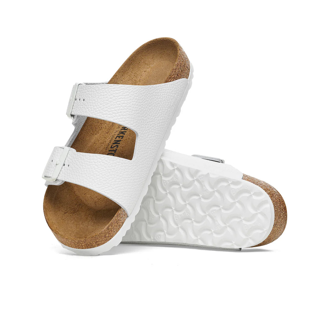 Birkenstock Arizona White Smooth Grained Leather White Buckle Regular