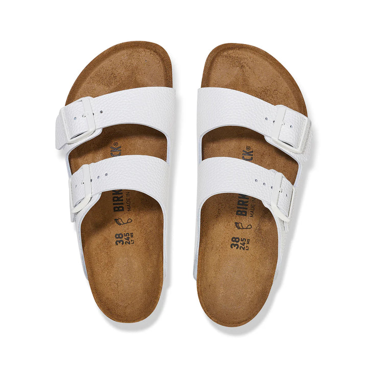 Birkenstock Arizona White Smooth Grained Leather White Buckle Regular