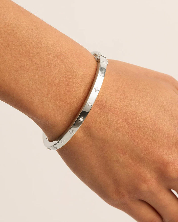 By Charlotte Live In Love Hinged Bracelet - Sterling Silver