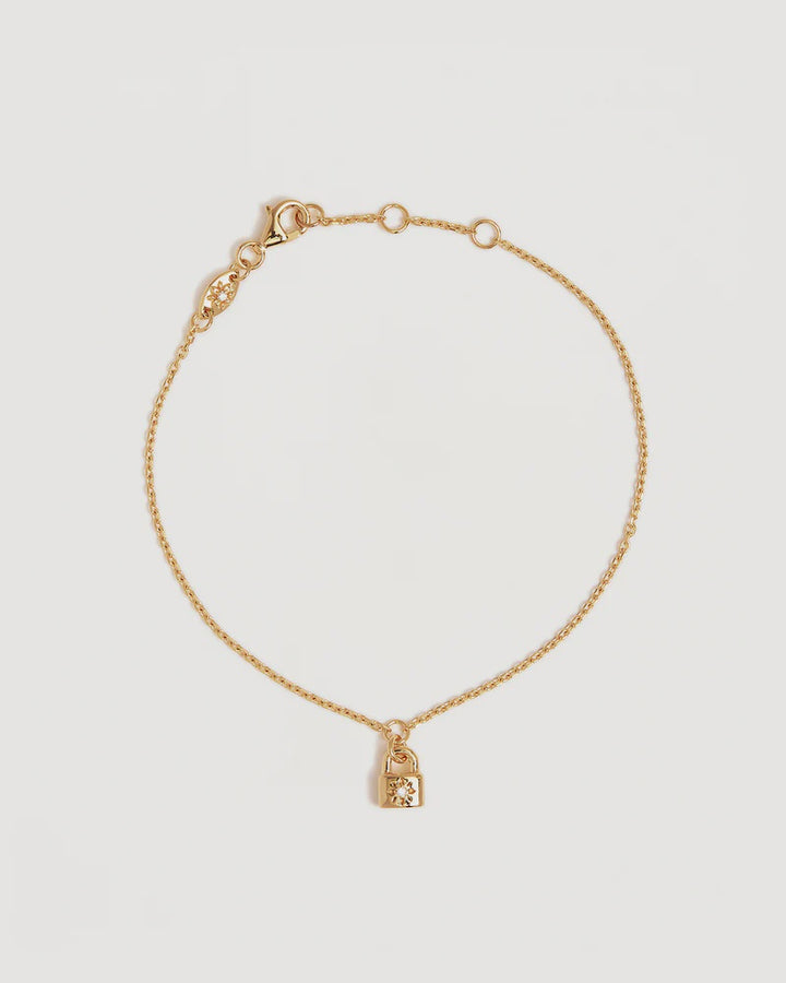 By Charlotte Crystal Lotus Padlock Bracelet - 18k Gold Vermeil