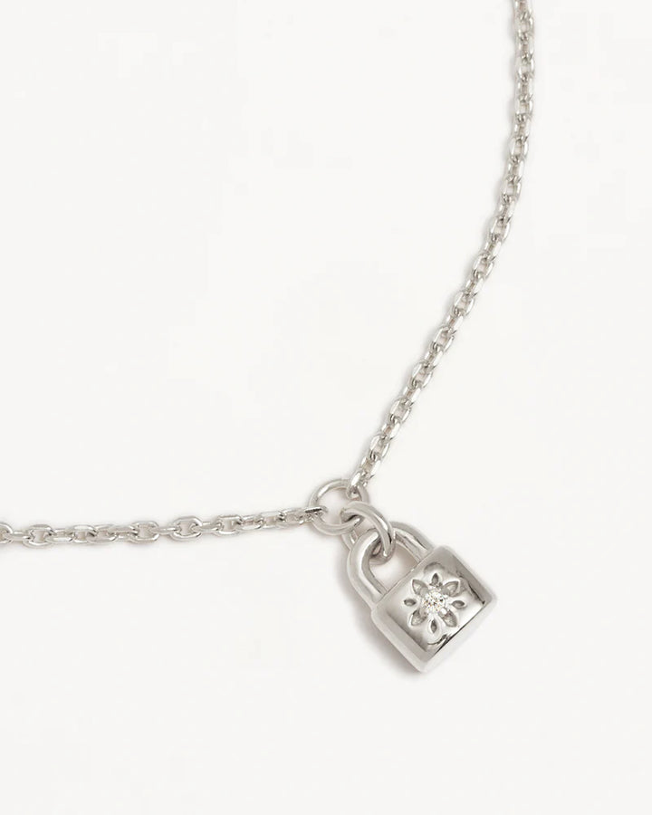 By Charlotte Crystal Lotus Padlock Bracelet - Sterling Silver