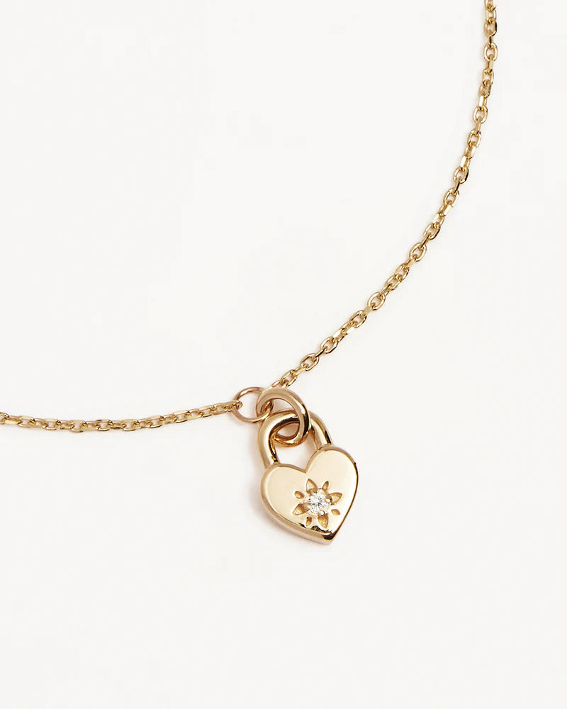 By Charlotte Crystal Lotus Heart Padlock Bracelet - 18k Gold Vermeil