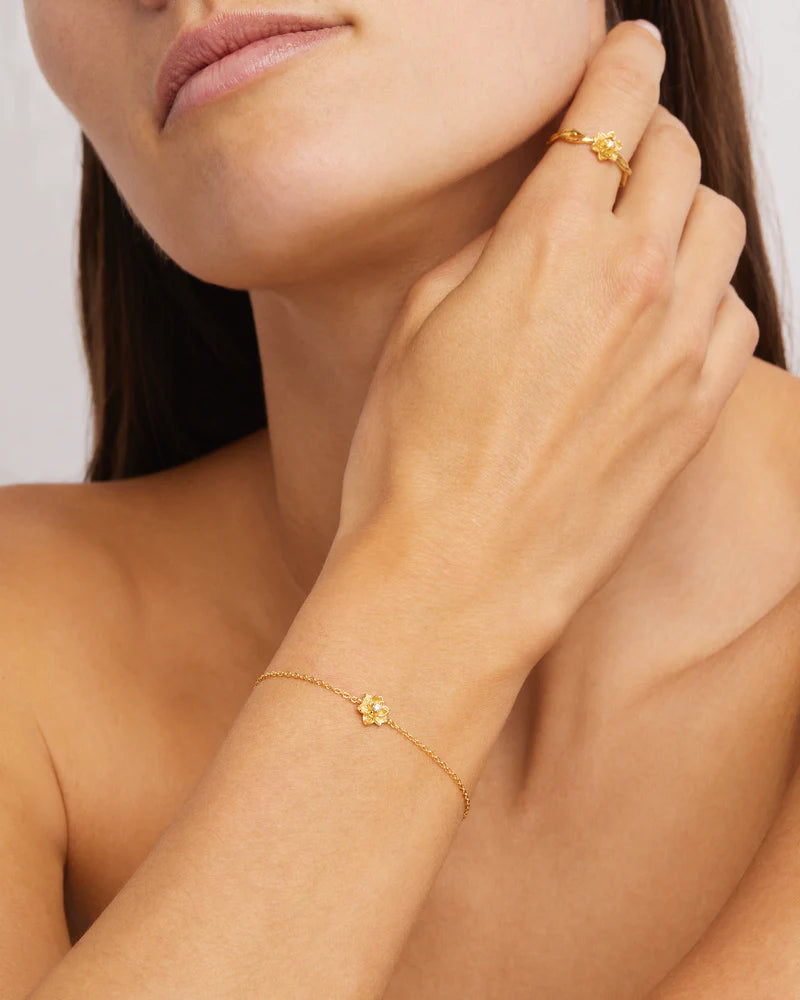 By Charlotte 18k Gold Vermeil Bloom Within Lotus Bracelet
