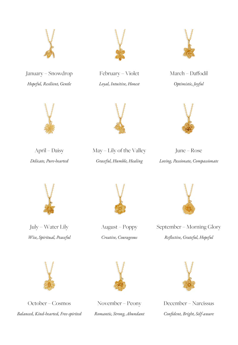 By Charlotte 18k Gold Vermeil Birth Flower Necklace - Poppy August
