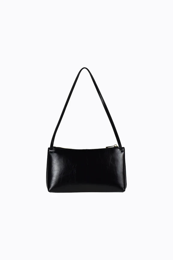 Peta + Jain Monaco Slim Shoulder Bag - Black Crinkle/Gold