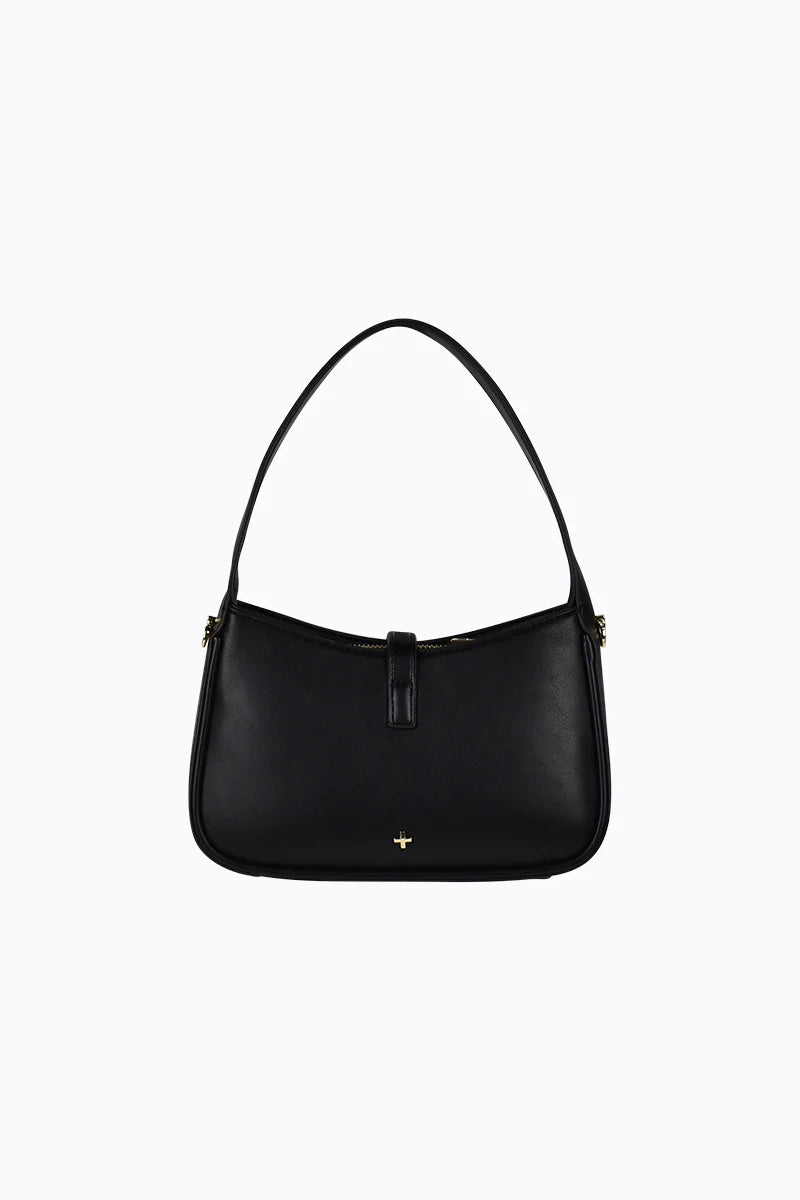 Peta + Jain Ollie Clip Front Shoulder Bag- Black PU/Gold