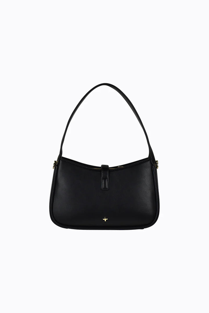 Peta + Jain Ollie Clip Front Shoulder Bag- Black PU/Gold